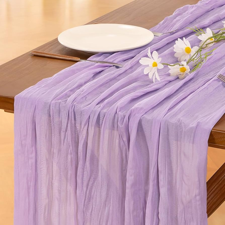 Socomi 3pcs Lilac Purple Lavender Cheesecloth Table Runner Summer Boho Rustic Gauze 120 inch 10FT... | Amazon (US)