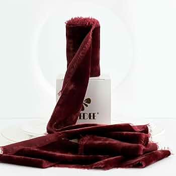 MEEDEE Burgundy Velvet Ribbon 3 Inch Burgundy Red Velvet Ribbon Fringe Velvet Ribbon Raw Edge Sil... | Amazon (US)