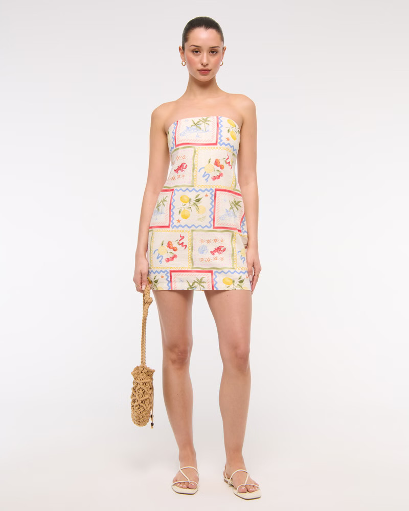 The A&F Scarlett Strapless Linen-Blend Skort | Abercrombie & Fitch (US)