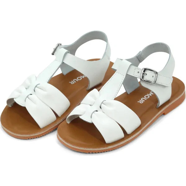 Calista Ruched Sandal, White | Maisonette