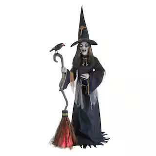6 ft. Gruesome Grounds Animated LED Nightshade Witch with LifeEyes LCD Eyes | The Home Depot