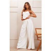 White Split Extreme Wide Leg High Waisted Trousers | PrettyLittleThing UK