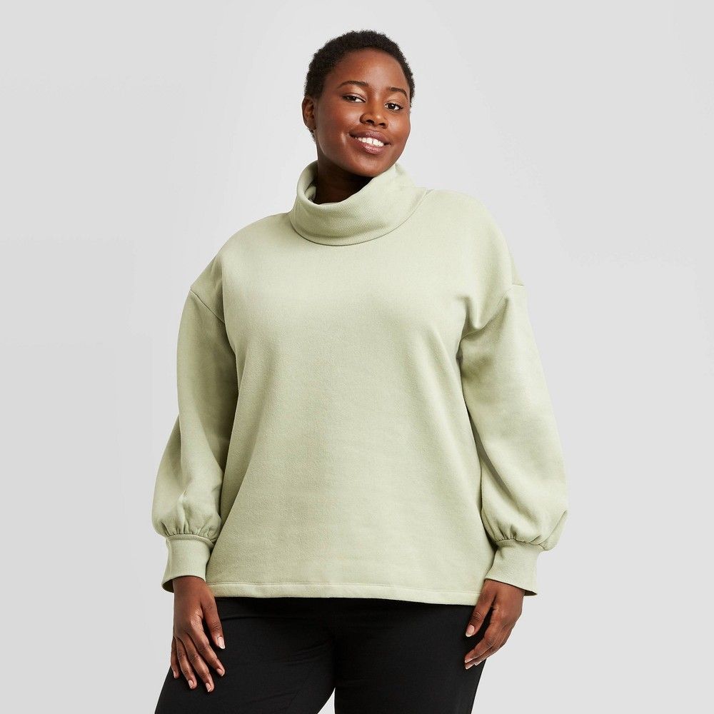 Women's Plus Size Leisure Tunic Sweatshirt - Ava & Viv Green 2X | Target
