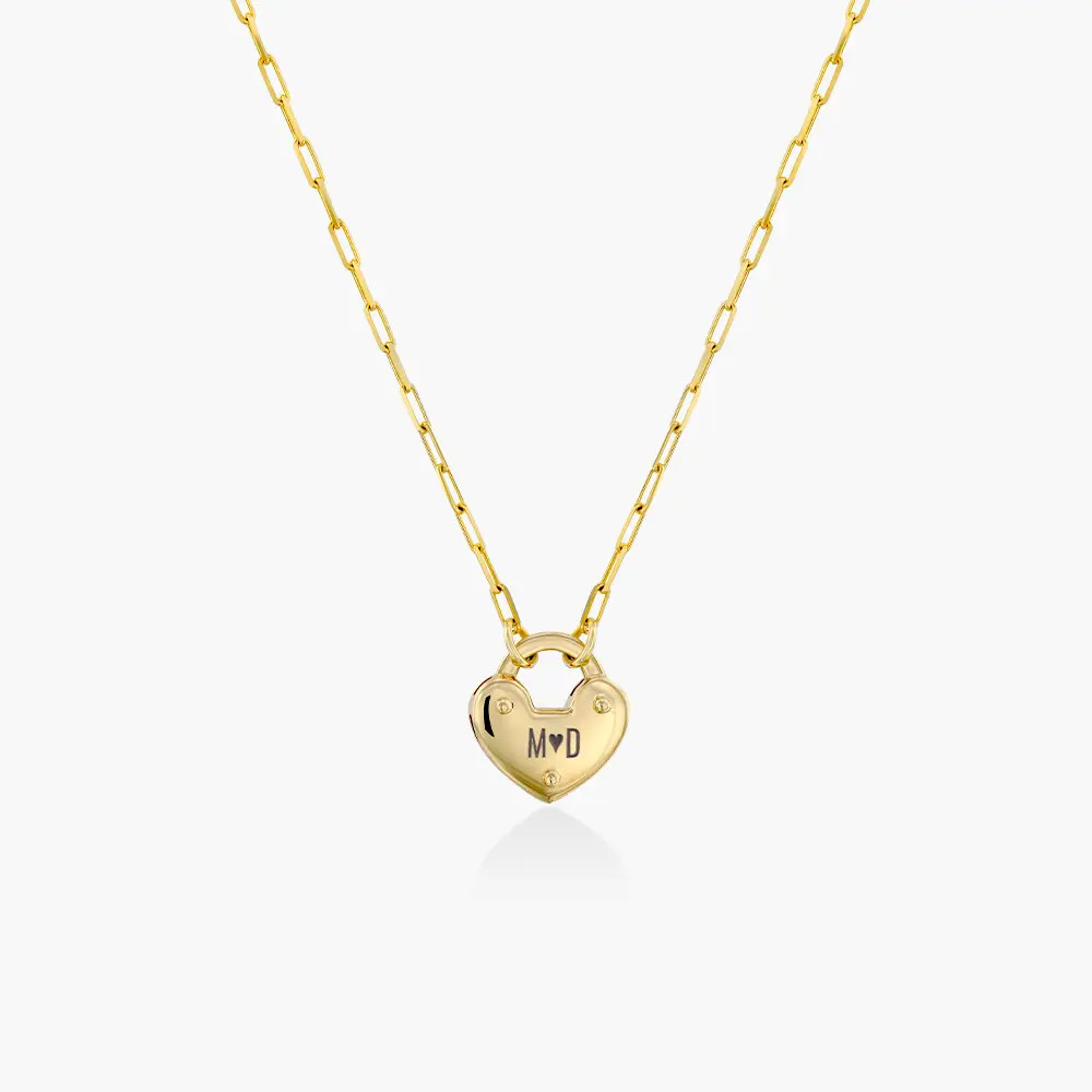 Heart Charm Lock Necklace - 14k Solid Gold | Oak & Luna (US)
