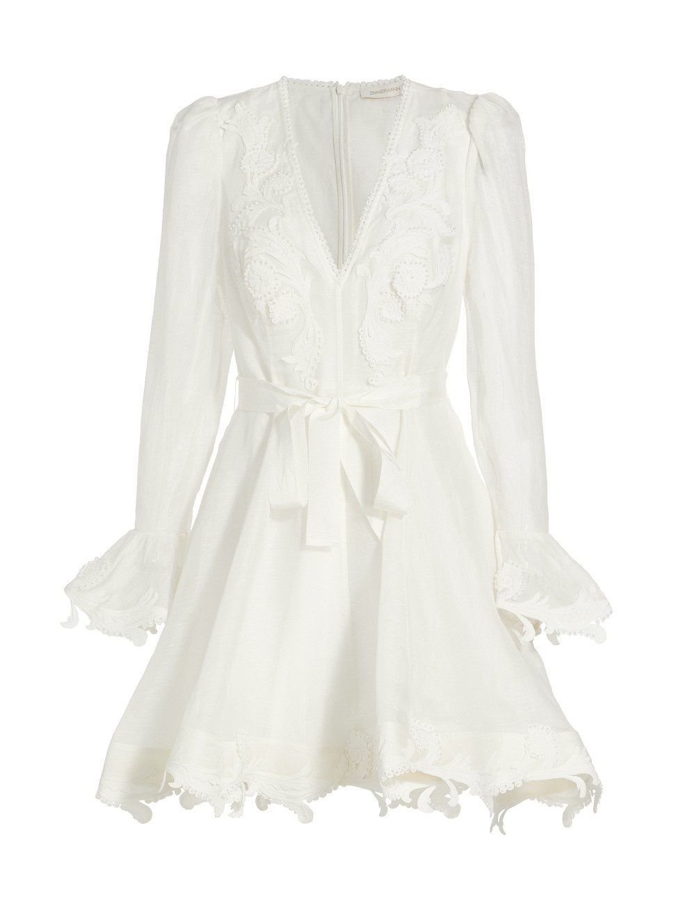 Women's Wonderland Belted Appliqué Minidress - Ivory - Size 2 | Saks Fifth Avenue