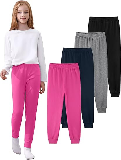 Cvaoo 4 Pack Girls Cotton Joggers, Girls Pants Kids Sweatpants Soft Performance Cotton Joggers fo... | Amazon (US)
