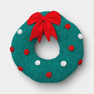 Christmas Wreath Throw Pillow Green/Red/White - Wondershop™ | Target