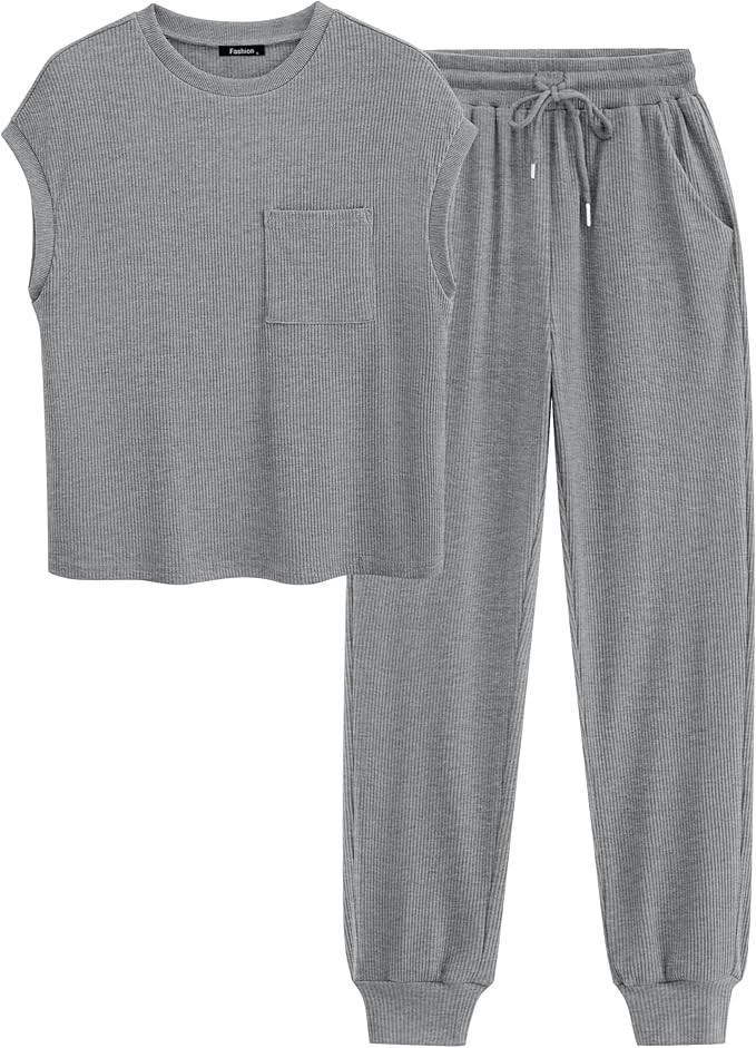 BTFBM Women's Two Piece Tracksuit Outfits Summer Short Sleeve Tops Long Pants Jogger Lounge Match... | Amazon (US)