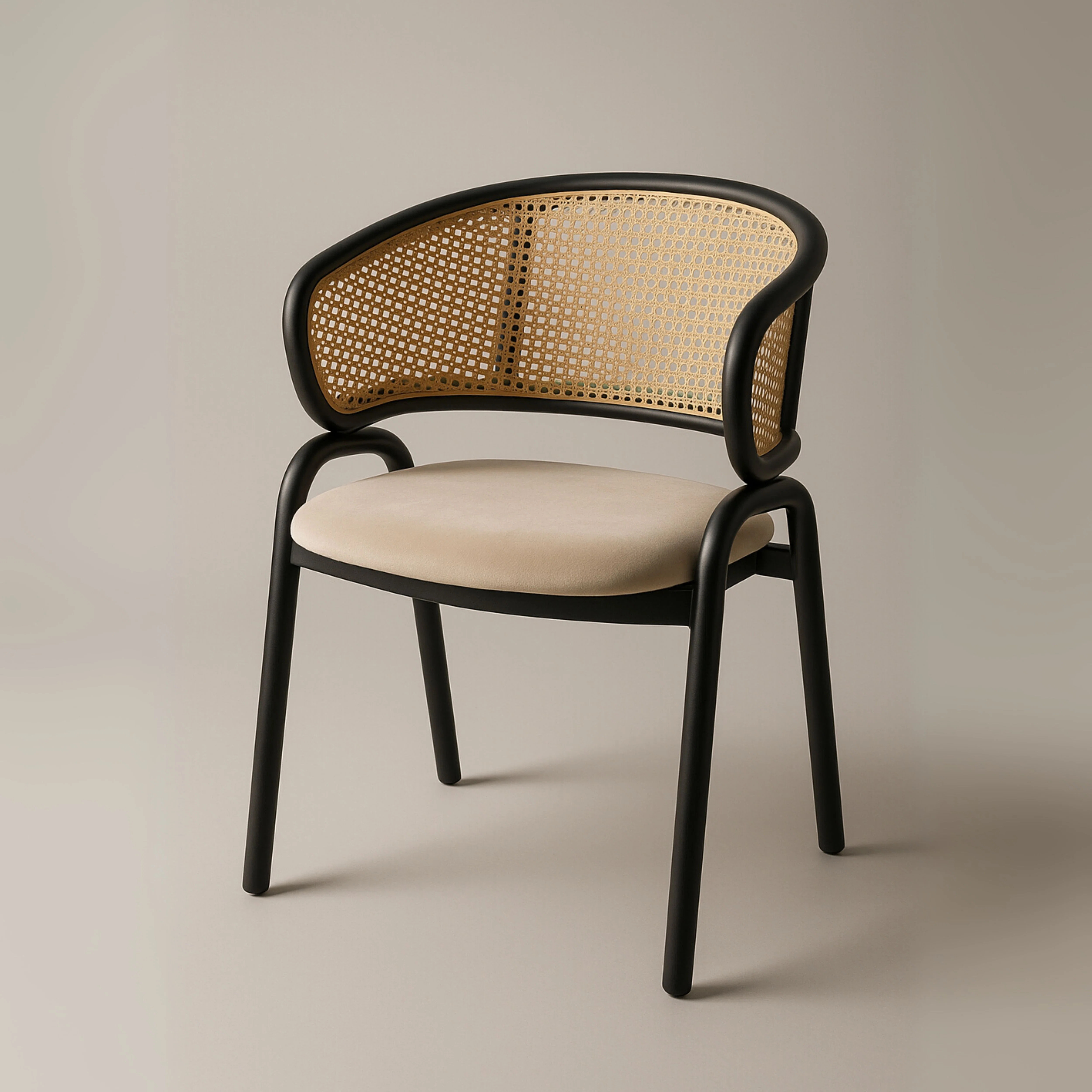 Daishun Velvet Dining Chair with Cane Rattan Back & Stainless Steel Legs – Modern Accent Chair ... | Wayfair North America