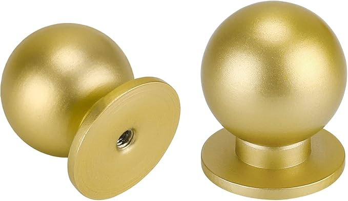 10 Pack Haliwu/Brushed Brass Cabinet Knobs, Round Ball Gold Knobs Dresser Drawer Knobs Gold Kitch... | Amazon (US)