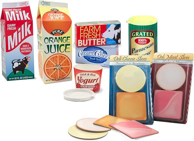 Melissa & Doug Fridge Fillers Grocery Play Food Cartons (8 Pieces) Wooden Toy Groceries, Pretend ... | Amazon (US)
