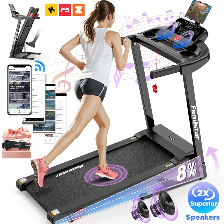 Treadmill for Home, Portable Folding Electric Exercise Treadmill with Adjustable Incline, APP Con... | Walmart (US)