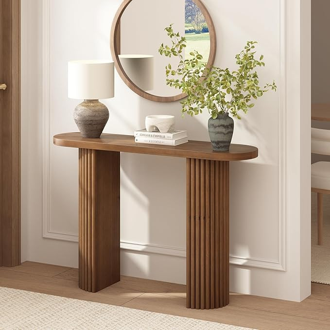WINWY Fluted Solid Wood Console Table-39.2" Farmhouse Entryway Table with Rounded Corners, Morden... | Amazon (US)