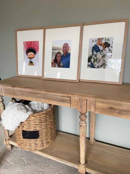 Still need to hang these up, but I LOVE these frames! They don’t have this exact basket anymore, but this one is pretty close! Frames. Basket. Foyer table. 

#LTKhome