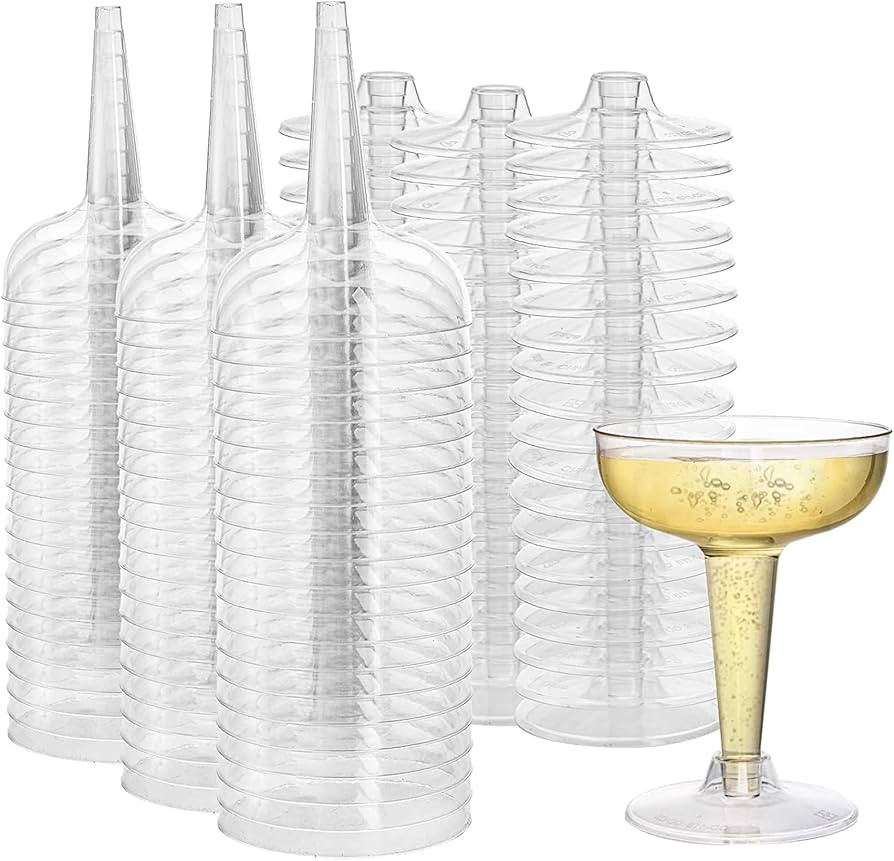Hacaroa 75 Pack Plastic Champagne Coupe, 4 Oz Champagne Glasses Cocktail Glasses, Disposable Part... | Amazon (US)