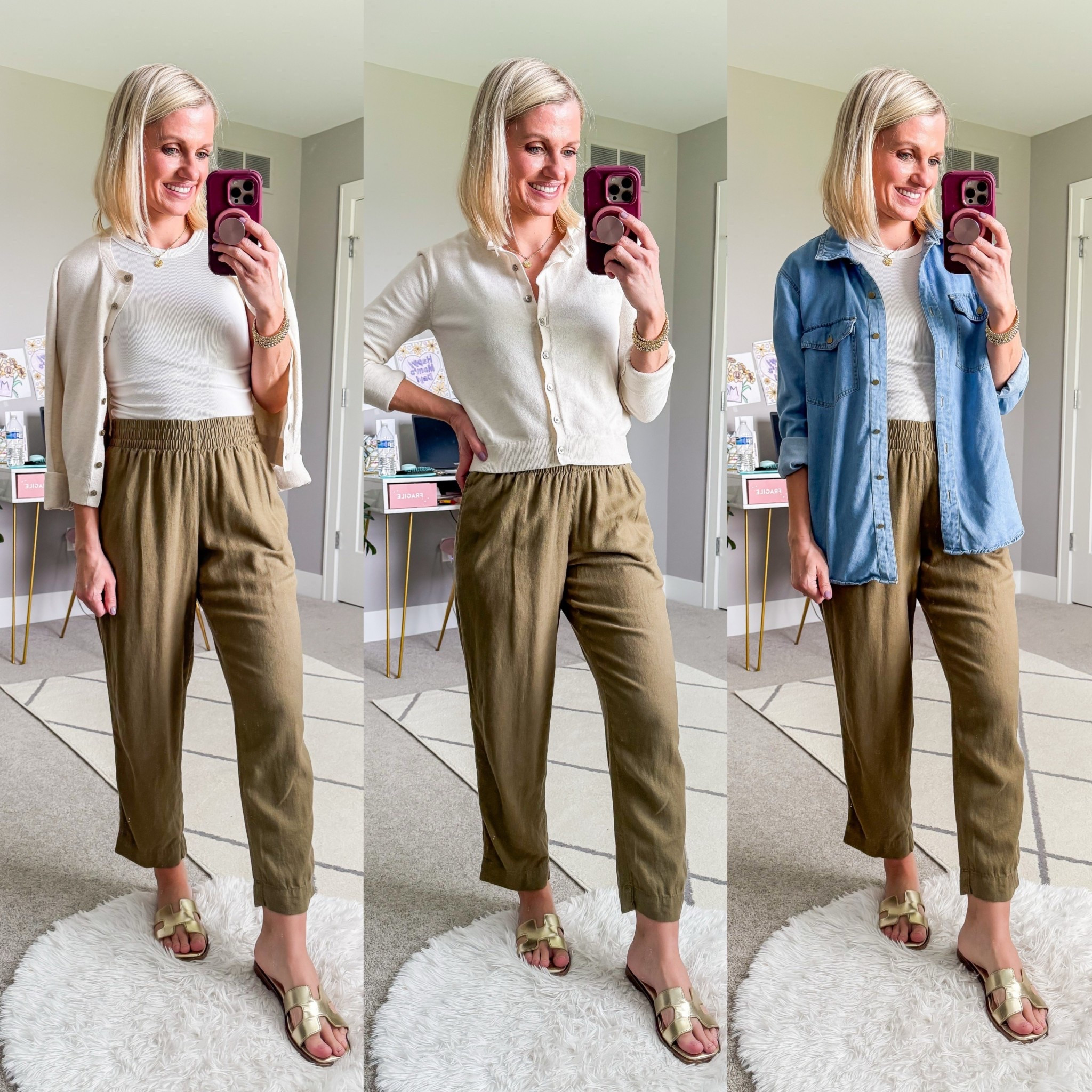 Summer capsule wardrobe outfits with green linen pants  

#LTKSeasonal #LTKOver40 #LTKStyleTip