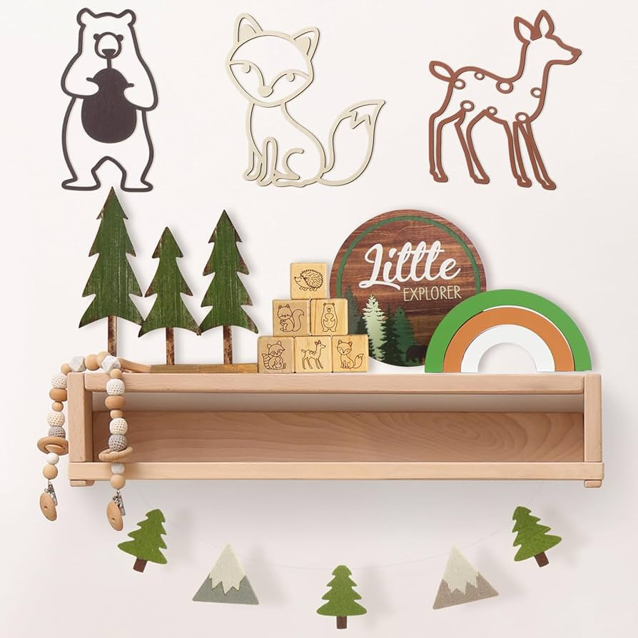 15 Pcs Woodland Nursery Decor Set Safari Animal Nursery Shelf Decor Bear, Deer, Fox Nursery Wall ... | Amazon (US)