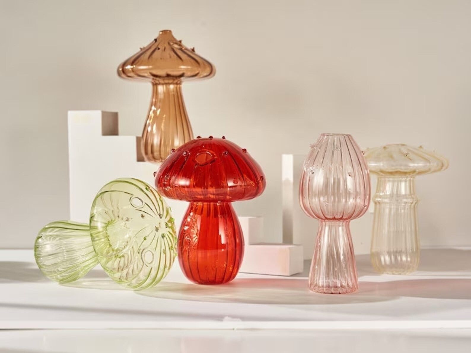 Handmade Glass Mushroom Vase, Fungi Home Decor, Creative Flower Vases, Hydroponic Art Plant Table... | Etsy (US)