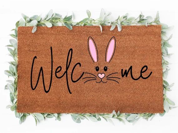 Welcome Easter Bunny Face Doormat  Easter Doormat  Spring | Etsy | Etsy (US)