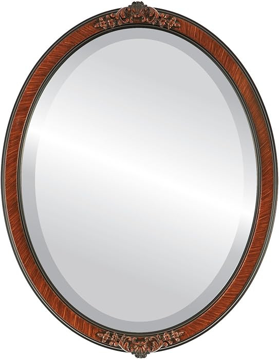 Oval Beveled Wall Mirror for Home Decor - Athena Style - Vintage Walnut - 26" x 22" Outside Dimen... | Amazon (US)