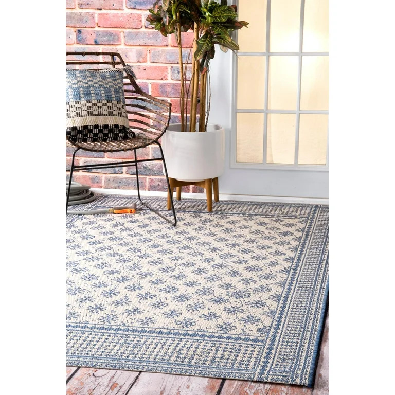 nuLOOM Machine-Made Rana Border Outdoor Area Rug | Walmart (US)