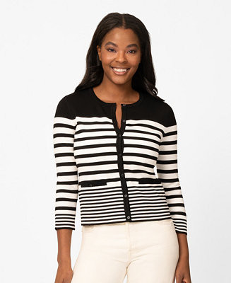 Women's Mix Stripe Cardigan Top | Macy's