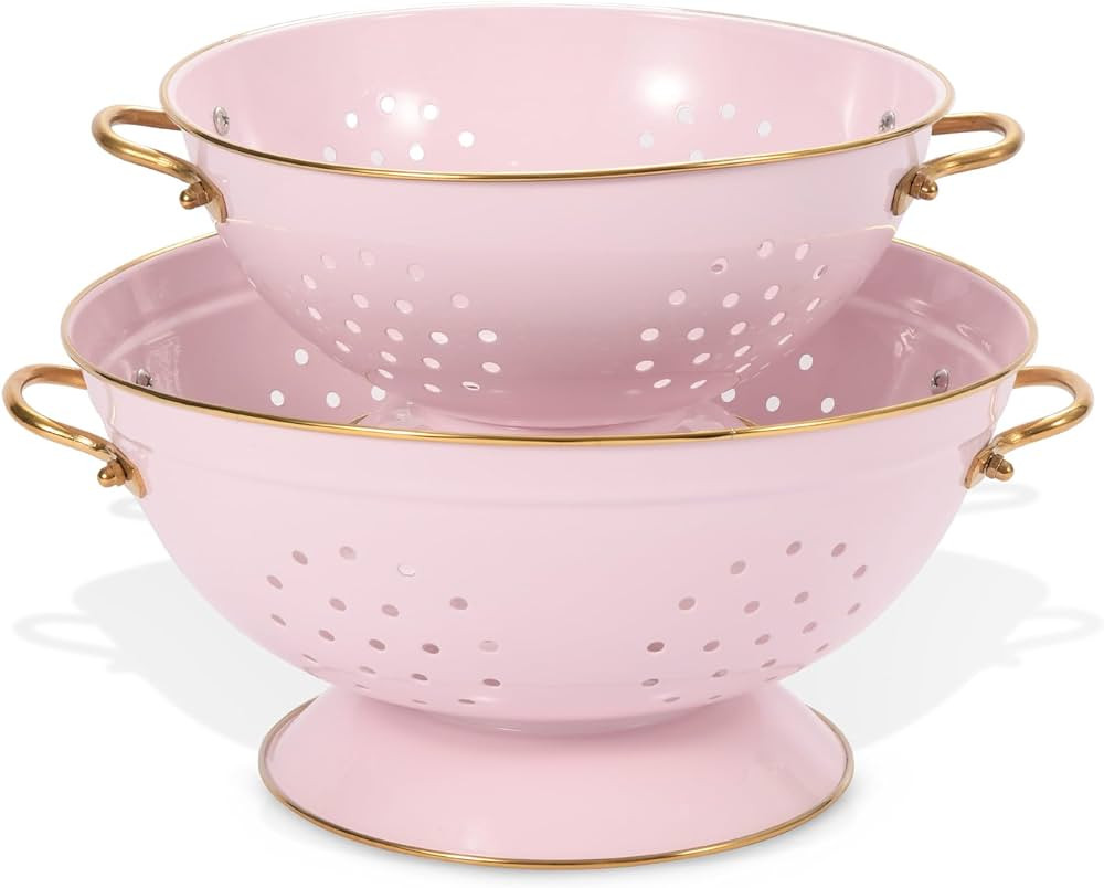 Metal Colander Set of 2, Strainer Basket with Handles 3.5 & 5 Qt Powder Coated Self-draining Soli... | Amazon (US)