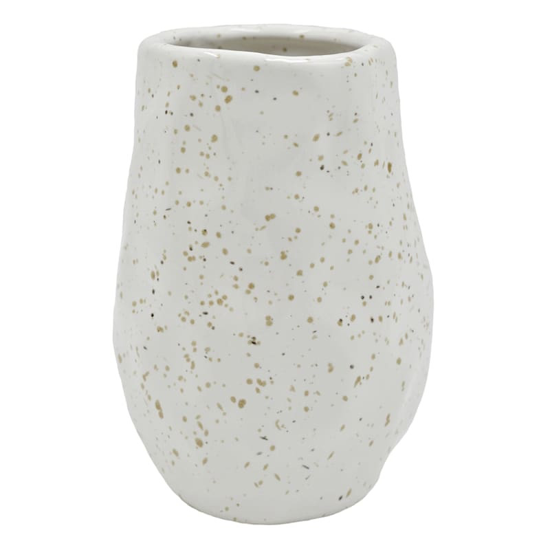 White Speckled Ceramic Vase, 6" | At Home