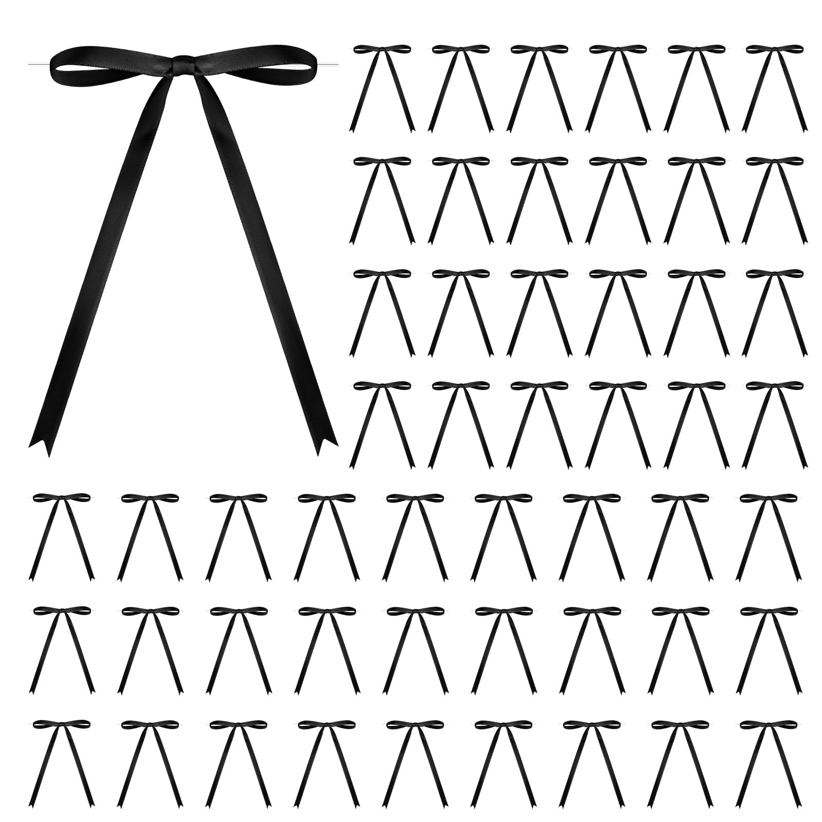 50 Pcs Satin Ribbon Bows 5x7 Inch Twist Tie Bows, Cute Black Bow Decor for Gift Wrapping, Cake Tr... | Amazon (US)