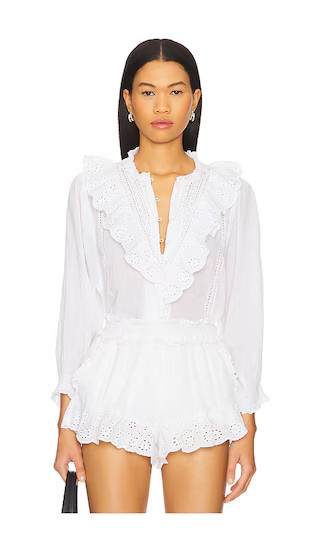 French Blouse in White Eyelet | Revolve Clothing (Global)
