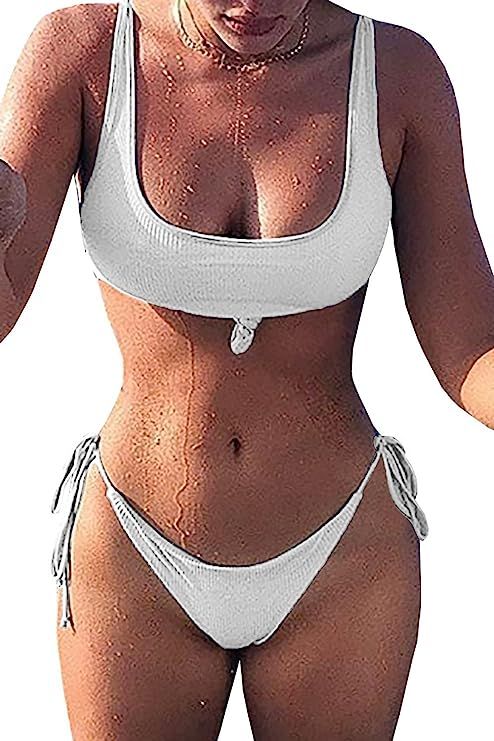 Dellytop Women Sexy Push Up Padded Knot Bikini Top Swimsuit Two Piece Bathing Suit Swimwear | Amazon (US)