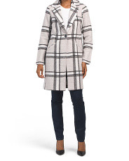 Wool One Button Plaid Car Coat | TJ Maxx