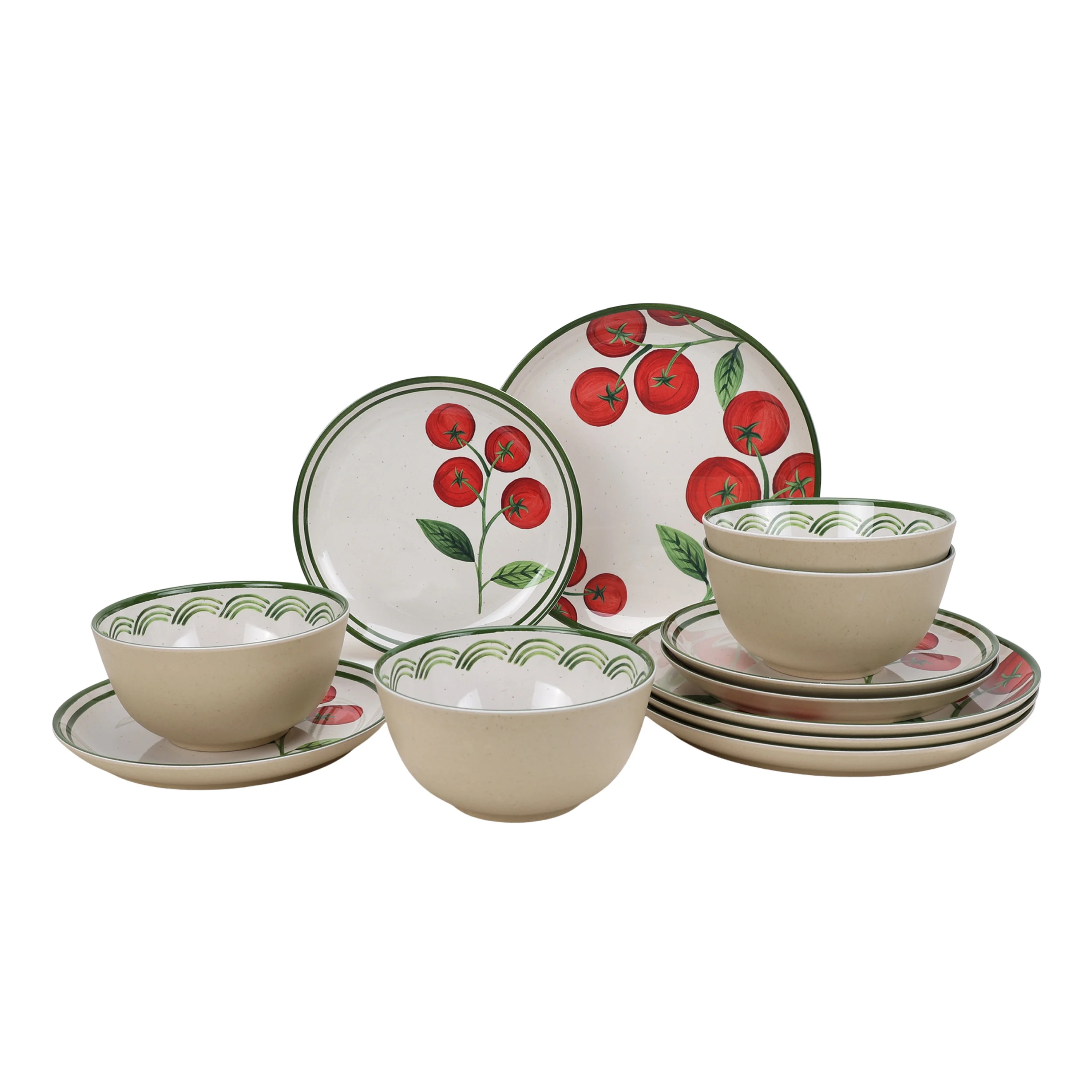Better Homes & Gardens 12 Piece Bamboo Melamine Tomato Dinnerware Set | Walmart (US)
