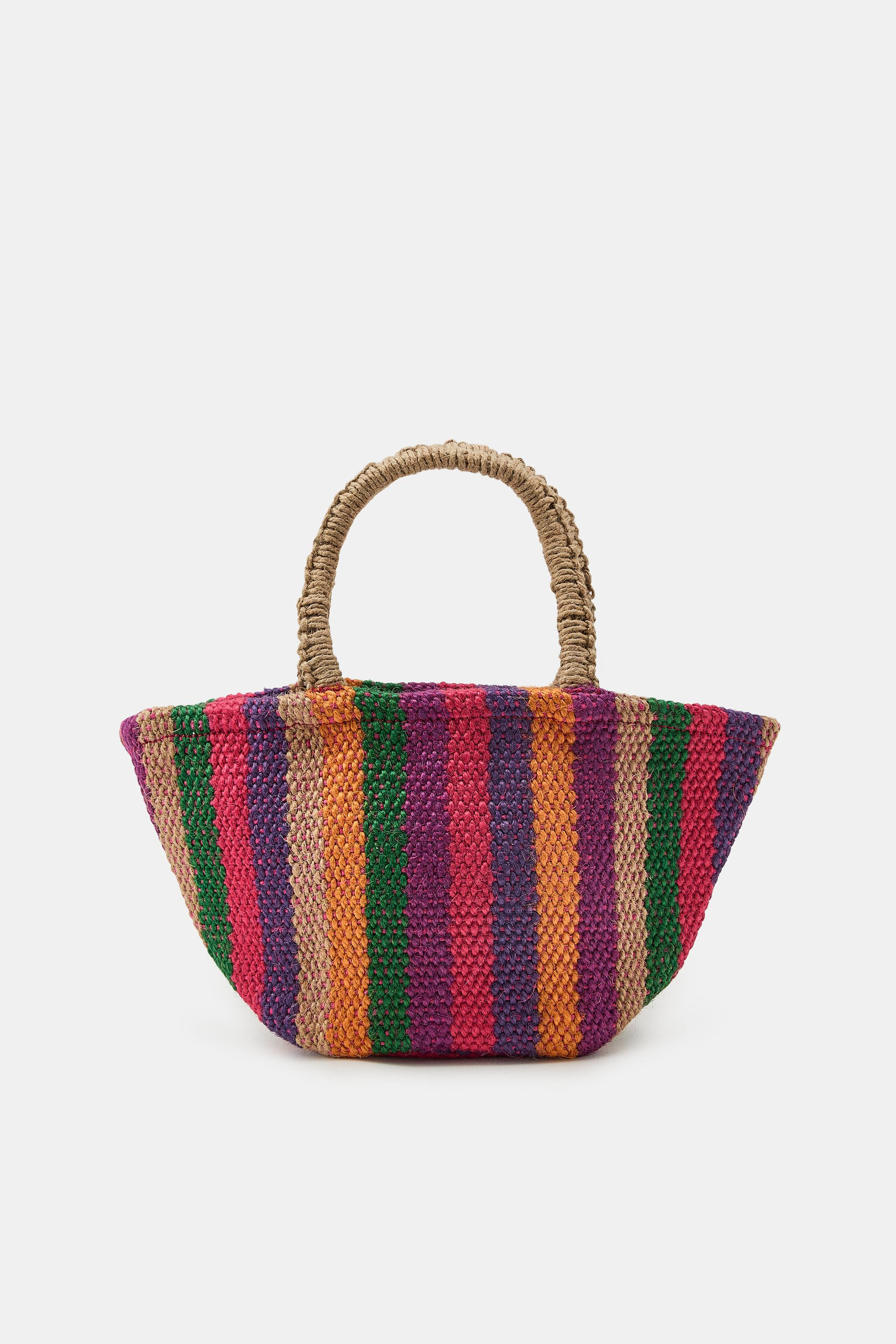 OVAL JUTE STRIPED MINI BAG | Zara US