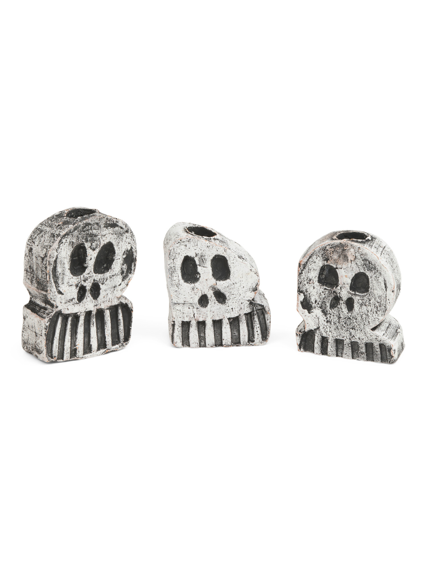 3pk Halloween Skull Taper Candle Holders | TJ Maxx