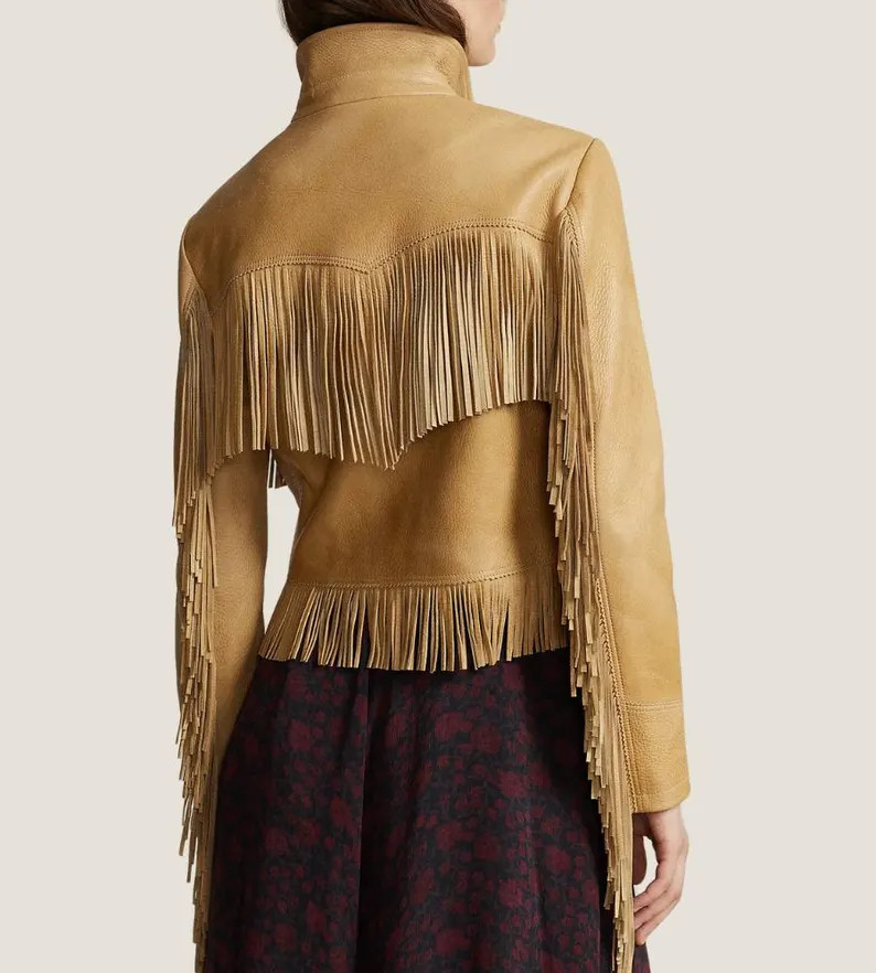 Handmade Leather Fringe Jacket - Tan Brown Western Boho Jacket | Etsy (Global)