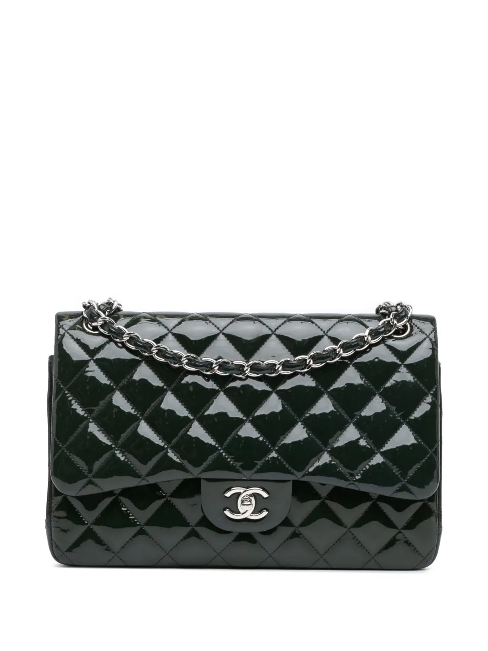 CHANEL Pre-Owned 2014 Jumbo Classic Patent Double Flap shoulder bag - Blue | Farfetch Global