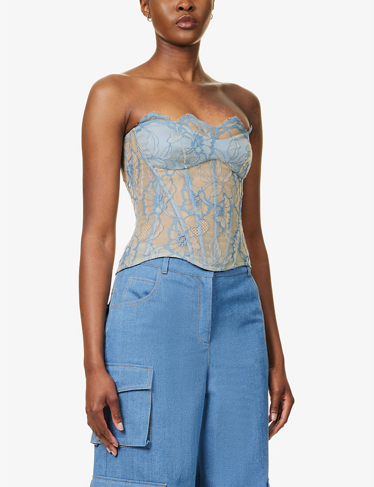 Sweetheart-neck fitted mesh top | Selfridges