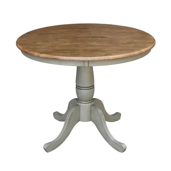 Loraina Round Pedestal Table Hickory Brown/Stone Gray - International Concepts | Target
