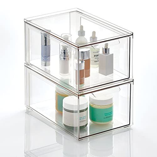 STORi Audrey Stackable Cosmetic Organizer Drawers 4-1/2" Tall | set of 2 Clear | Amazon (US)