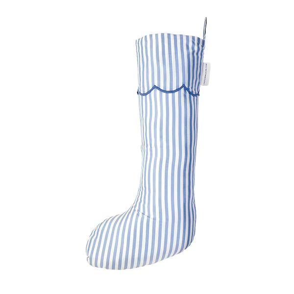 Noelle Stripe Scallop Stocking in French Blue | Caitlin Wilson Design