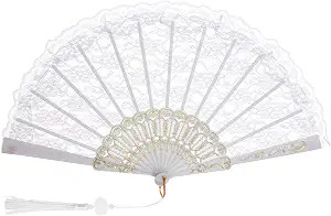 Jmkcoz Lace Handheld Folding Fan Embroidered Flower Bridal Hand Fan Chinese Japanese Vintage Fan ... | Amazon (US)