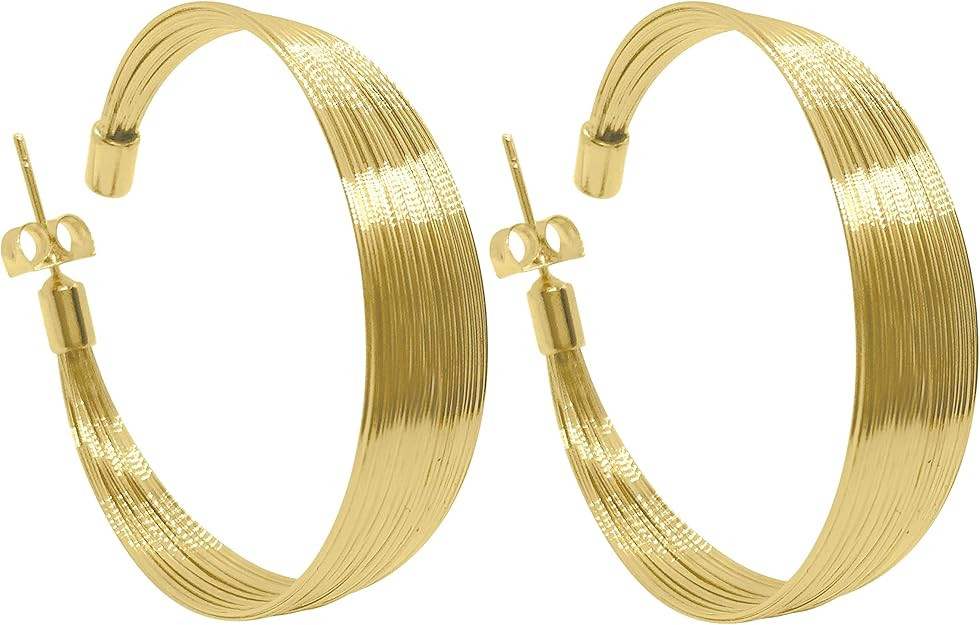 Round Hoop Earrings Gold Plated Silver Plated Unique Beautiful Design for Women Sensitive Ear | Amazon (US)