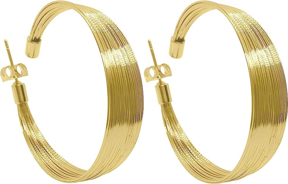 Round Hoop Earrings Gold Plated Silver Plated Unique Beautiful Design for Women Sensitive Ear | Amazon (US)