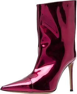 ARQA Women's Metallic Ankle Boots Pointed Toe Stiletto Heel Booties Wide Calf Pull On Short Boot ... | Amazon (US)