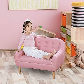 Qaba 2-Seat Kids Sofa Linen Fabric and Wooden Frame Sofa for Kids and Toddlers Ages 3-7, 11" High... | Amazon (US)