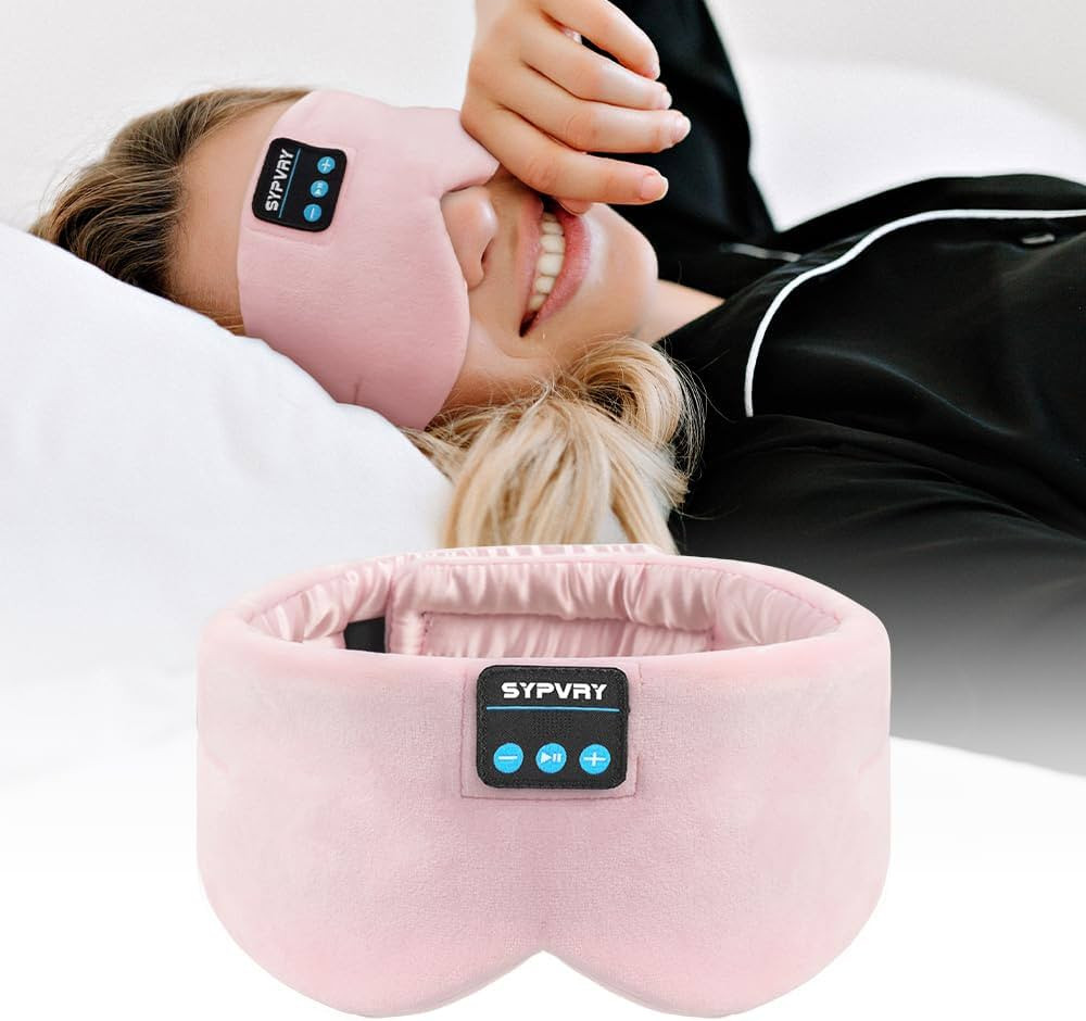 Sleep Mask Bluetooth 5.4 Headphones Soft Wireless Headband Eye Mask Blackout with Microphone (Pin... | Amazon (US)