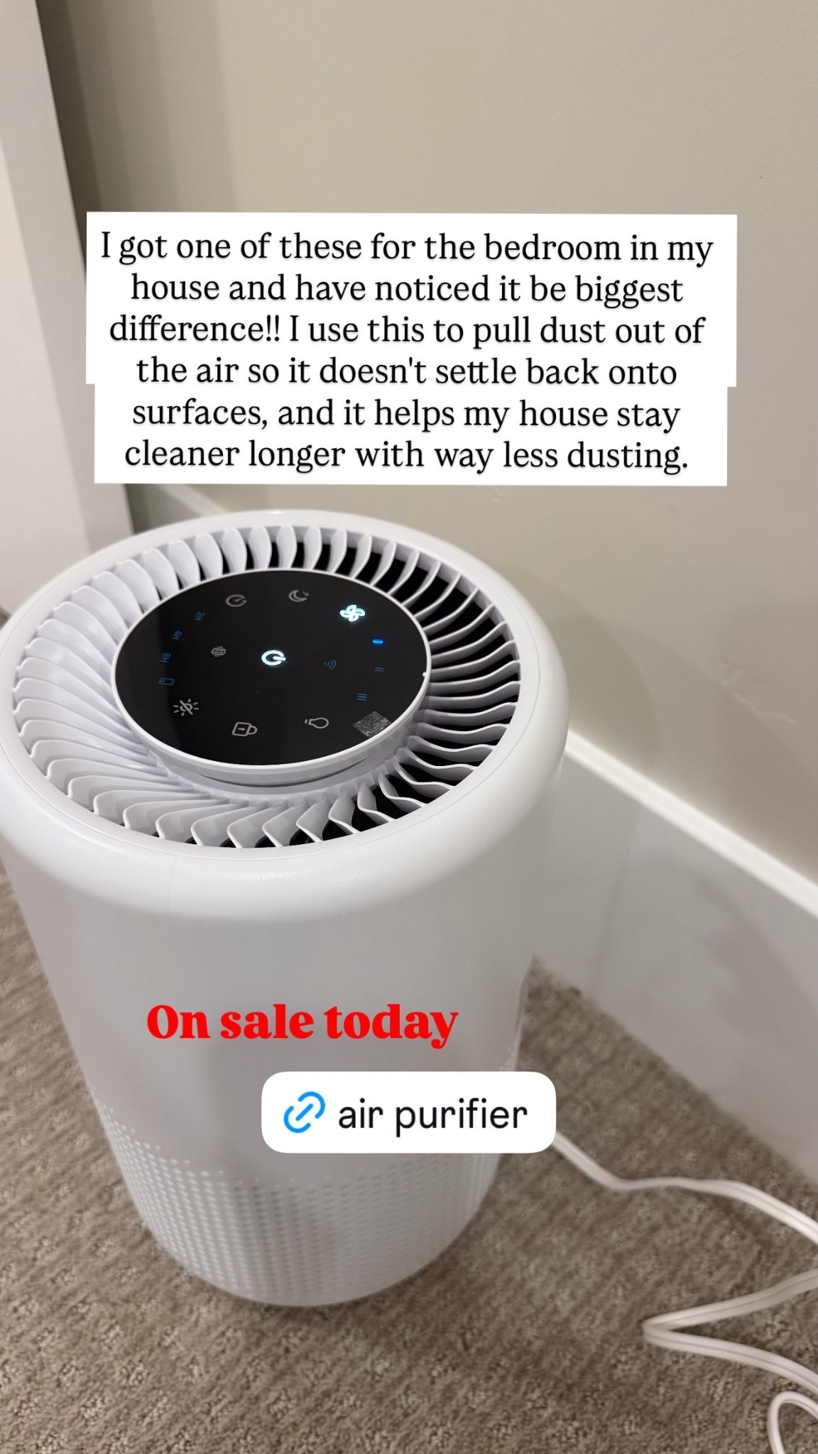 I got one of these for the bedroom in my house and have noticed it be biggest difference!! I use this to pull dust out of the air so it doesn't settle back onto surfaces, and it helps my house stay cleaner longer with way less dusting. It’s on sale today 

#LTKSaleAlert #LTKmomlife #LTKHome