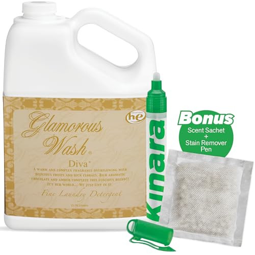 KINARA Tyler Diva Glamorous Wash Liquid Laundry Detergent, Bundle with Stain Remover Pen, Fresh Scented Sachet - Gentle Washing Detergent, Laundry Supplies - 1 Gallon - Gift Set | Amazon (US)