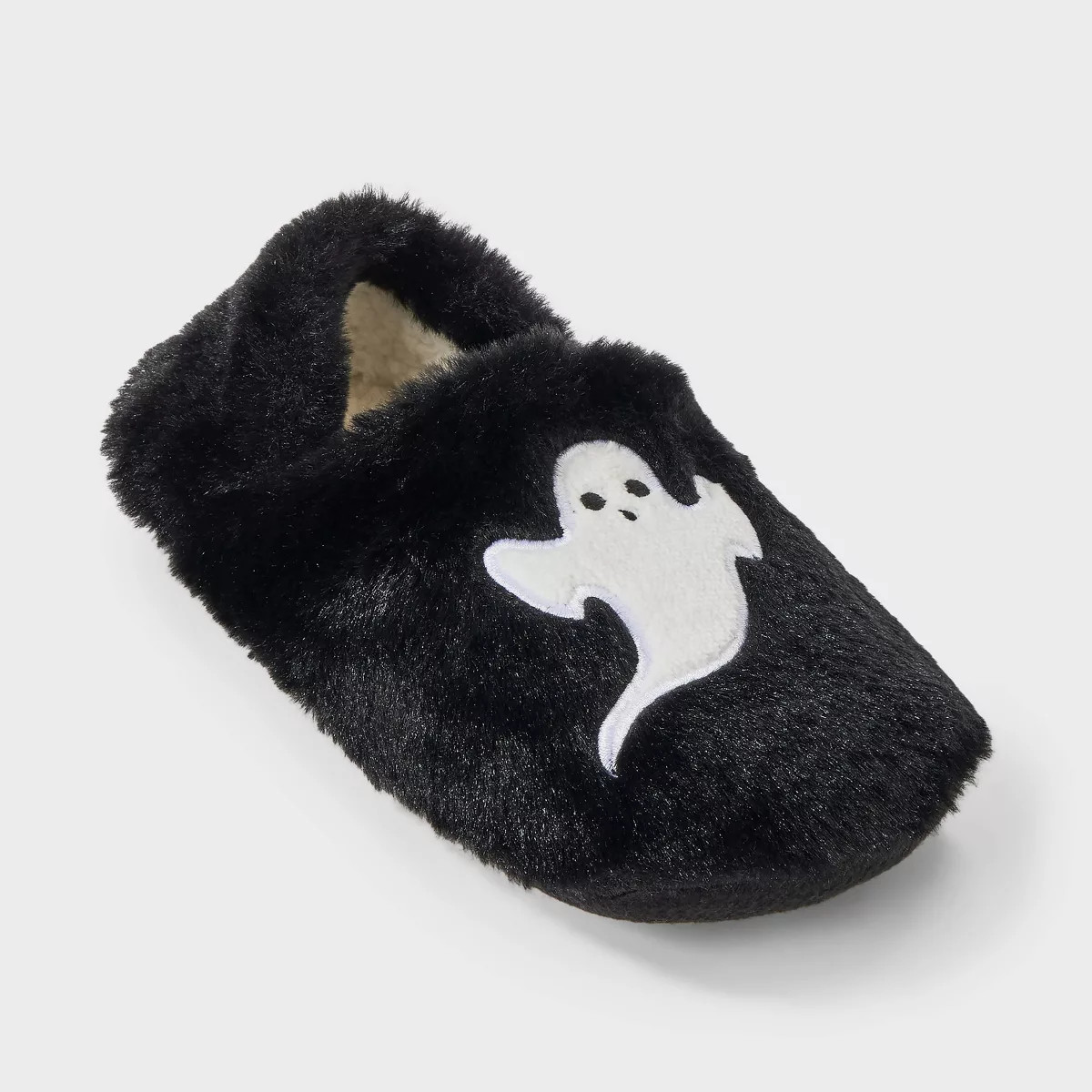 Women's Ghost Embroidered Halloween Faux Fur Slipper Socks with Grippers - Hyde and EEK Boutique... | Target